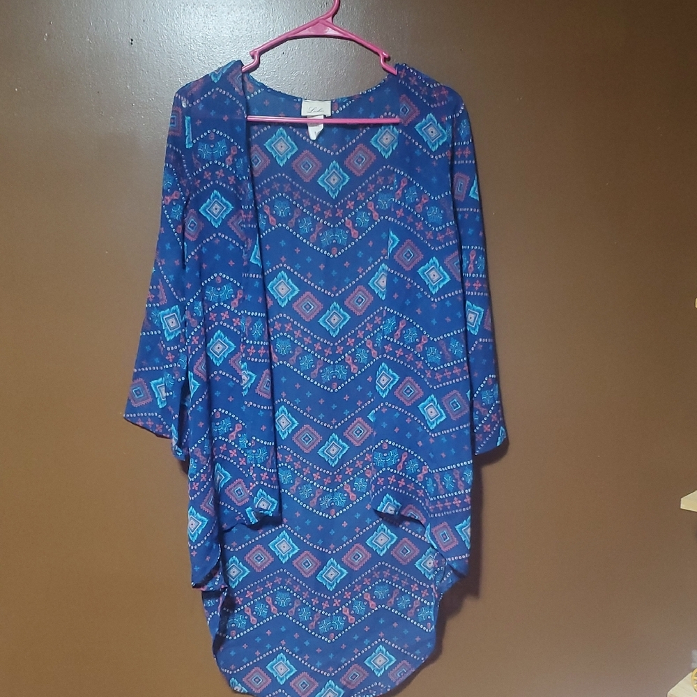 Lashes Blue Geometric Patterned Kimono size Snall